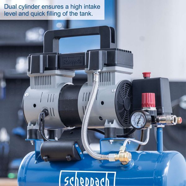 Scheppach HC08Si Silent Air Compressor, 1100W, 6L, 162L/min